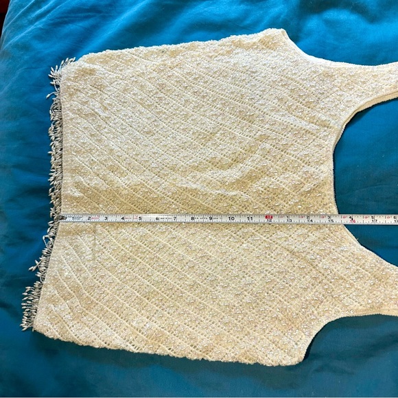 Cyn Les beaded sweater, ivory. Sleeveless. M? - Picture 4 of 11